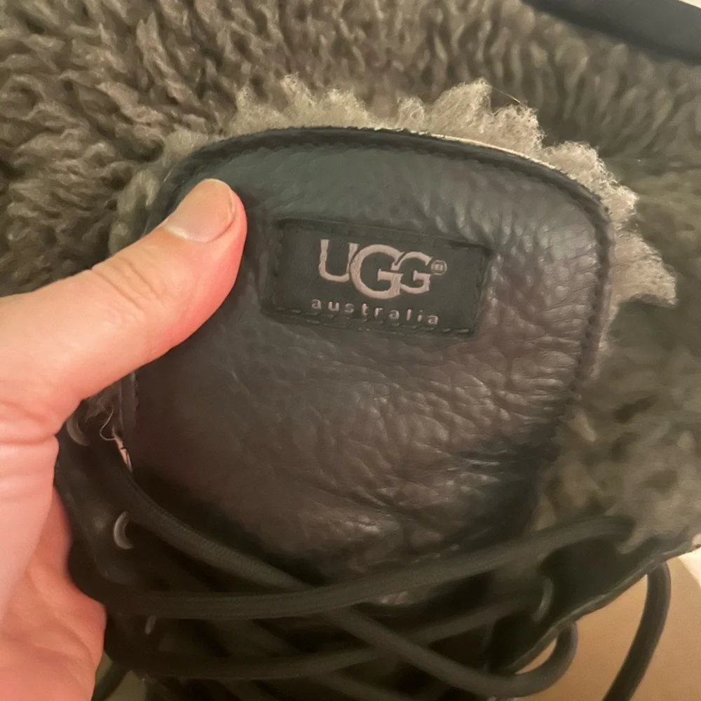 UGG Women's Black and Gray Lace-Up Winter Boots